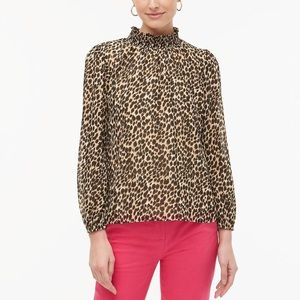 J Crew Factory Leopard smocked neck blouse
